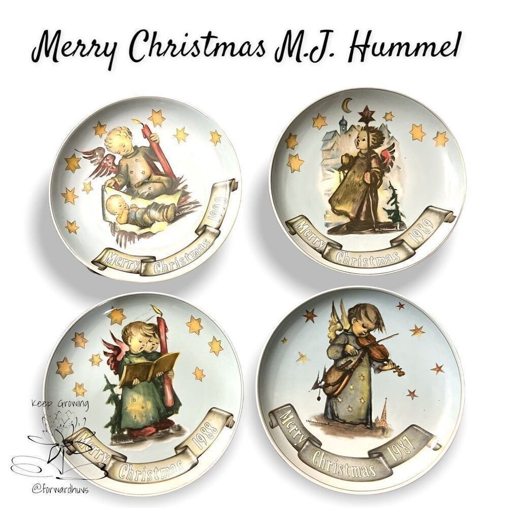 M.J. Hummel Christmas Plates 1987-1990 | 4 Plate Collection